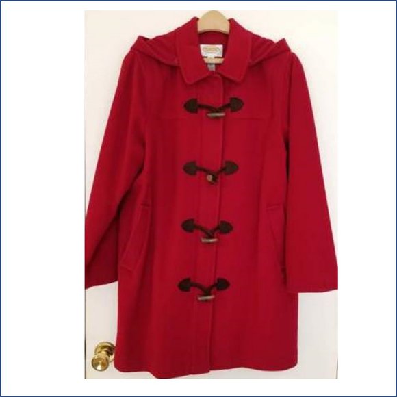 Talbots Jackets & Blazers - Talbots Hooded Duffle Coat, Red, 14 Petites,